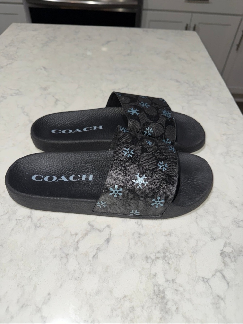 New Coach Women Snowflake Slides Signature Canvas  Sandals